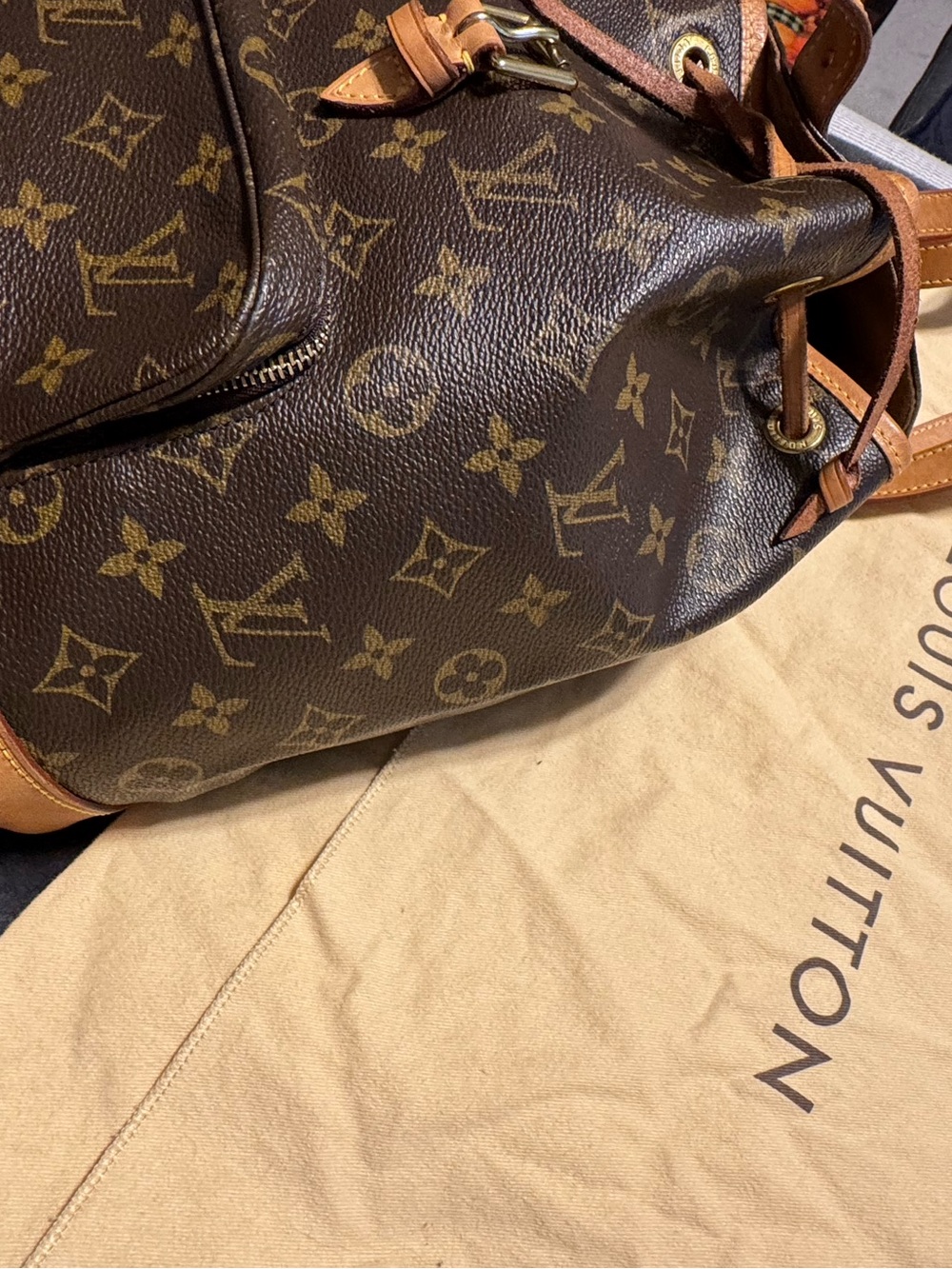 Louis Vuitton Monogram Canvas Drawstring Backpack with Tan Trim - Picture 3 of 15